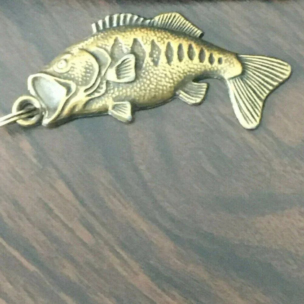 Vintage Brass North American Fishing Club Key Chain Bass Fish USA Charm Only